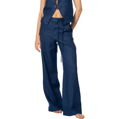Kiby's Kids' Kibys Sacred Sun Navy Wide Leg Zenda Linen Pant In Blue