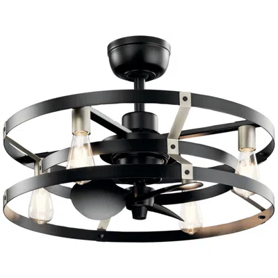 Kichler 25"  Cavelli Satin Black Led Fandelier With Wall Control