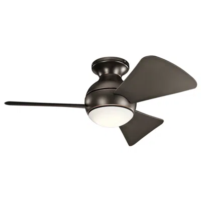 Kichler 34" Sola Olde Bronze Wet Led Hugger Ceiling Fan With Wall Control