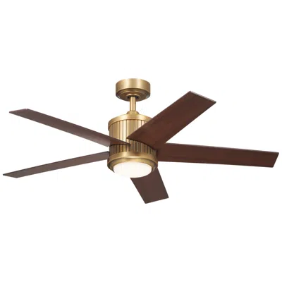 Kichler 48" Brahm Natural Brass Led Ceiling Fan With Walnut Blades