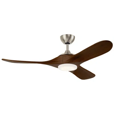 Kichler 52 Inch Mylo Ceiling Fan In Brushed Nickel With Natural Walnut Wood Blades