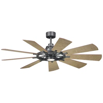 Kichler 60"  Gentry Led Anvil Iron 9-blade Wall Control Ceiling Fan