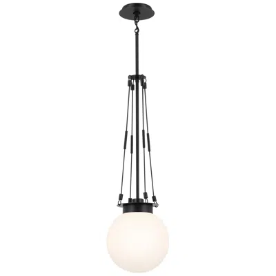 Kichler Albers 10.5 Inch 1 Light Pendant With Opal Glass In Black