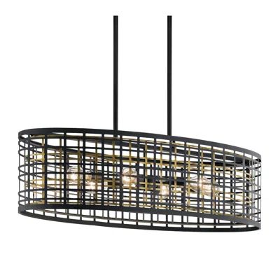 Kichler Aldergate 38" Wide Black 6-light Oval Pendant