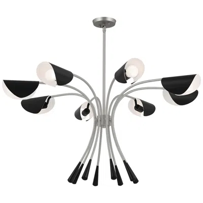 Kichler Arcus 45.4 Inch 8 Light Chandelier In Satin Nickel With Black