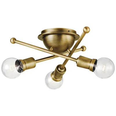 Kichler Armstrong 15" Wide Natural Brass 3-light Ceiling Light