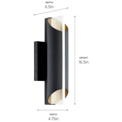 Kichler Astalis 16.5" Modern Led Gold And Black Outdoor Wall Light