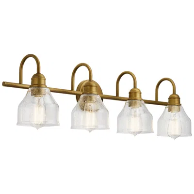 Kichler Avery 33.25-in 4-light Natural Brass Industrial Vanity Light