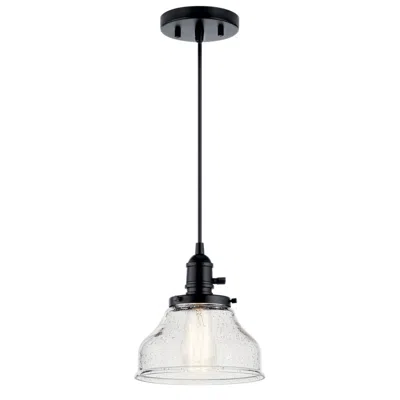 Kichler Avery 8" Wide Black Mini Pendant W/ Seeded Glass