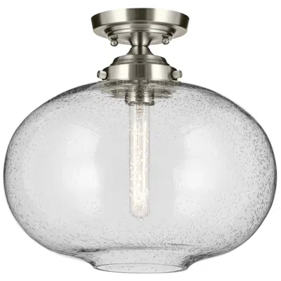 Kichler Avery Brushed Nickel Globe Clear Semi Flush 1lt