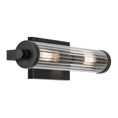 Kichler Azores 16" 2-light Clear Fluted Glass And Black Wall Sconce