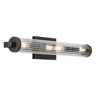 Kichler Azores 25" 4-light Linear Vanity With Clear Fluted Glass In Black