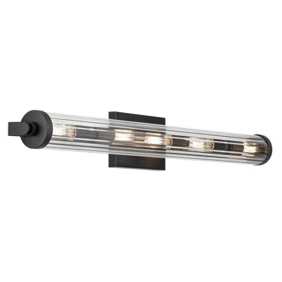 Kichler Azores 32" Wide 5-light Fluted Glass Black Linear Vanity Light