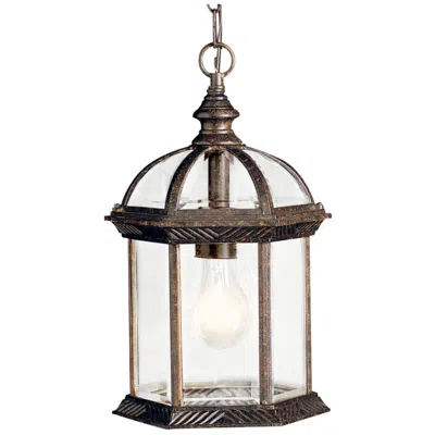 Kichler Barrie 8" Bronze And Glass Outdoor Hanging Lantern Pendant