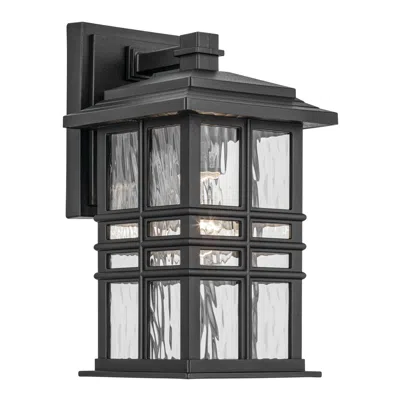 Kichler Beacon Square 12" Textured Black Outdoor Lantern Wall Light