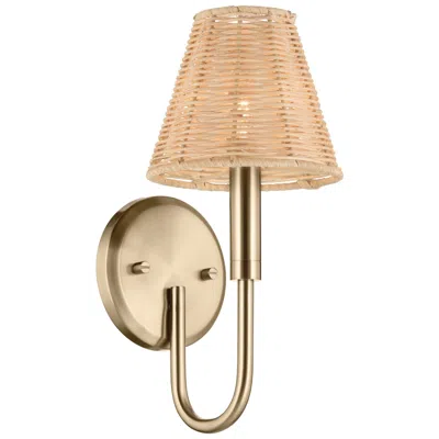 Kichler Bekah 13 Inch 1 Light Wall Sconce With Rattan Shade Cpz