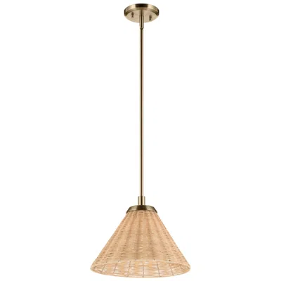Kichler Bekah 14.25 Inch 1 Light Convertible Pendant With Rattan Shade Cpz
