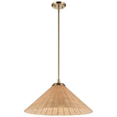 Kichler Bekah 24.25 Inch 1 Light Convertible Pendant With Rattan Shade Cpz