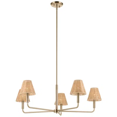 Kichler Bekah 38 Inch 5 Light Chandelier With Rattan Shade Cpz