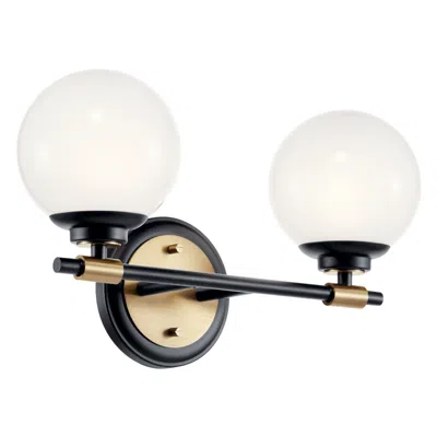 Kichler Benno 2-in 2-light Black With Champagne Bronze Industrial Vanity Light
