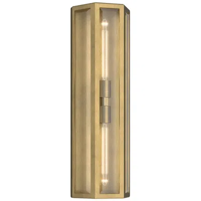 Kichler Berens 24" 2-light Outdoor Wall Light Clear Glass Natural Brass