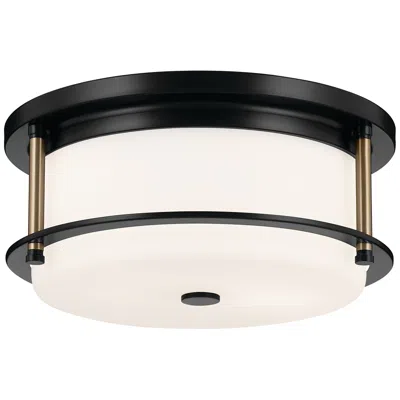 Kichler Brit 12" Wide 2-light Black And Champagne Bronze Ceiling Light