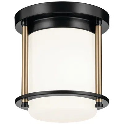 Kichler Brit 7.25 Inch 1 Light Flush Mount In Black And Champagne Bronze
