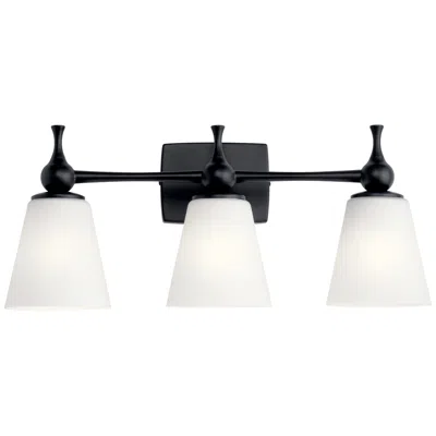 Kichler Cosabella 24" Wide 3-light Black And Opal Glass Bath Light