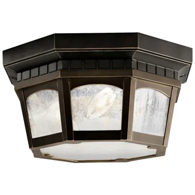 Kichler Courtyard 1-light 12.25-in Rubbed Bronze Indoor/outdoor Flush Mount Light