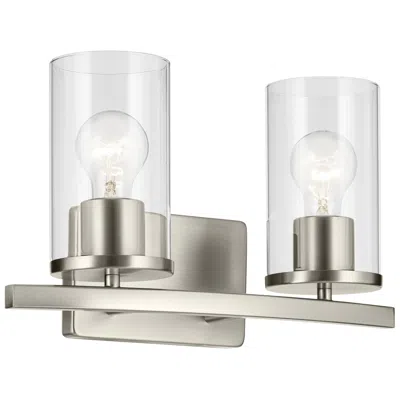 Kichler Crosby 15 1/4" Clear Glass 2-light Brushed Nickel Bath Light