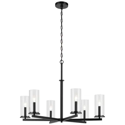 Kichler Crosby 32 1/4" 6-light Black And Clear Pillar Glass Chandelier