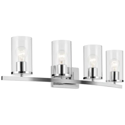 Kichler Crosby 32" Wide 4-light Chrome Linear Clear Bath Light Fixture
