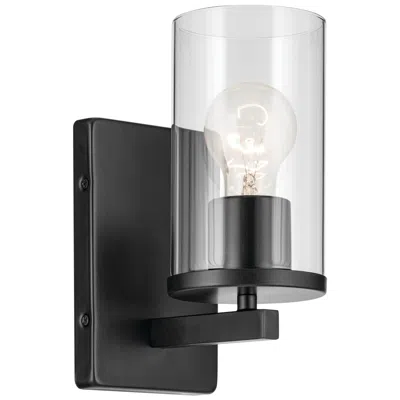 Kichler Crosby Black Cylinder Clear Wall Sconce 1lt