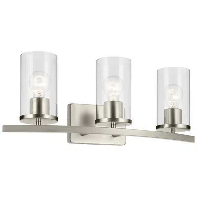 Kichler Crosby Brushed Nickel Linear Clear Bath 3lt