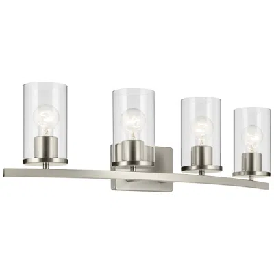 Kichler Crosby Brushed Nickel Linear Clear Bath 4lt