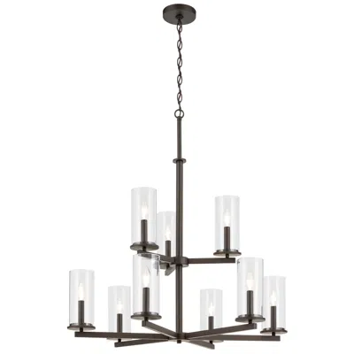 Kichler Crosby Olde Bronze Tiered Clear Chandelier 9lt