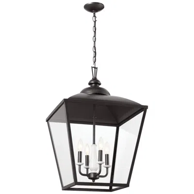Kichler Dame 18.5" Clear Glass And Anvil Iron Hanging Outdoor Lantern