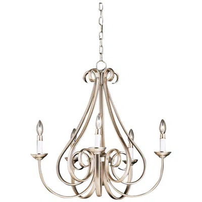 Kichler Dover 25 1/2" Nickel 5-light Scroll Arm Traditional Chandelier