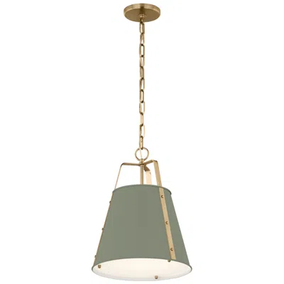 Kichler Etcher 13" 1-light Pendant In Heritage Green And Champagne Bronze