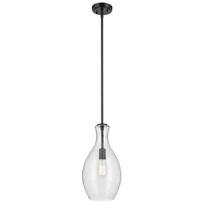 Kichler Everly 9"w Black Mini Pendant W/ Clear Seeded Shade