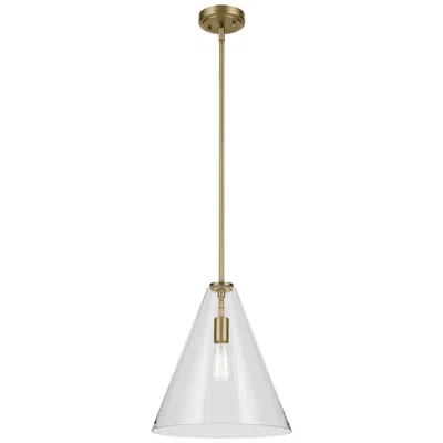 Kichler Everly Natural Brass Cone Clear Pendant 1lt