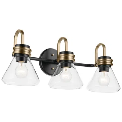 Kichler Farum 26" Wide 3-light Black And Clear Dome Glass Bath Light