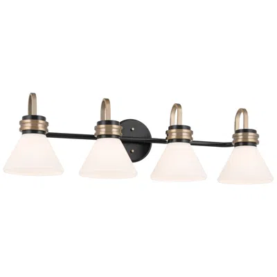 Kichler Farum 34" Wide Black And Bronze Opal Glass Vanity Light