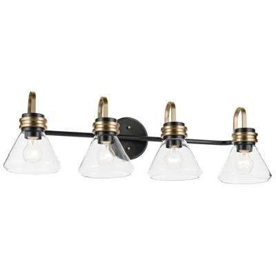 Kichler Farum 34" Wide Black Finish Clear Dome Glass Bath Light