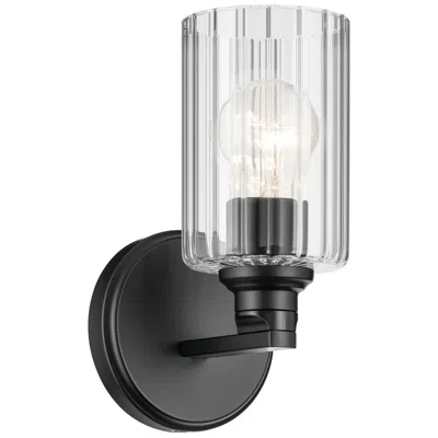 Kichler Gioe 1-light Black Vanity Light With Clear Fluted Glass Shades