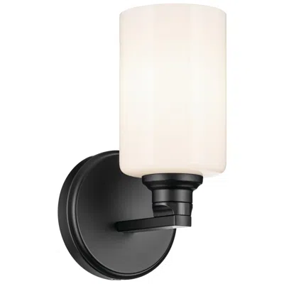 Kichler Gioe 1-light Black Vanity Light With Opal Fluted Glass Shades