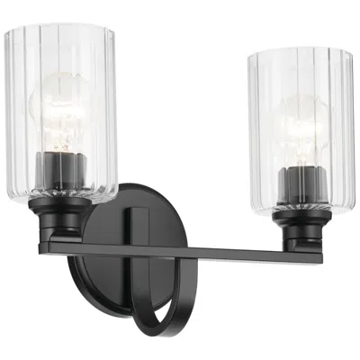 Kichler Gioe 2-light Black Vanity Light With Clear Fluted Glass Shades