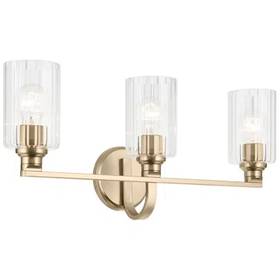 Kichler Gioe 3-light Champagne Bronze Vanity Light With Clear Fluted Glass