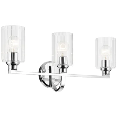 Kichler Gioe 3-light Chrome Vanity Light With Clear Fluted Glass Shades In Gray