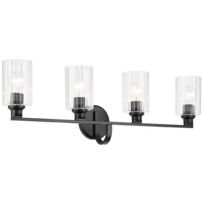 Kichler Gioe 4-light Black Vanity Light With Clear Fluted Glass Shades